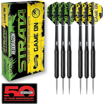 RED DRAGON STRATA GAME ON TWIN SET OF DARTS 20G STEEL TIP DARTS SET